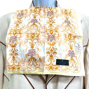 New tag on Lanvin Collection Mini Scarf 23" Cotton/Silke Gold Floral Metalic(89)